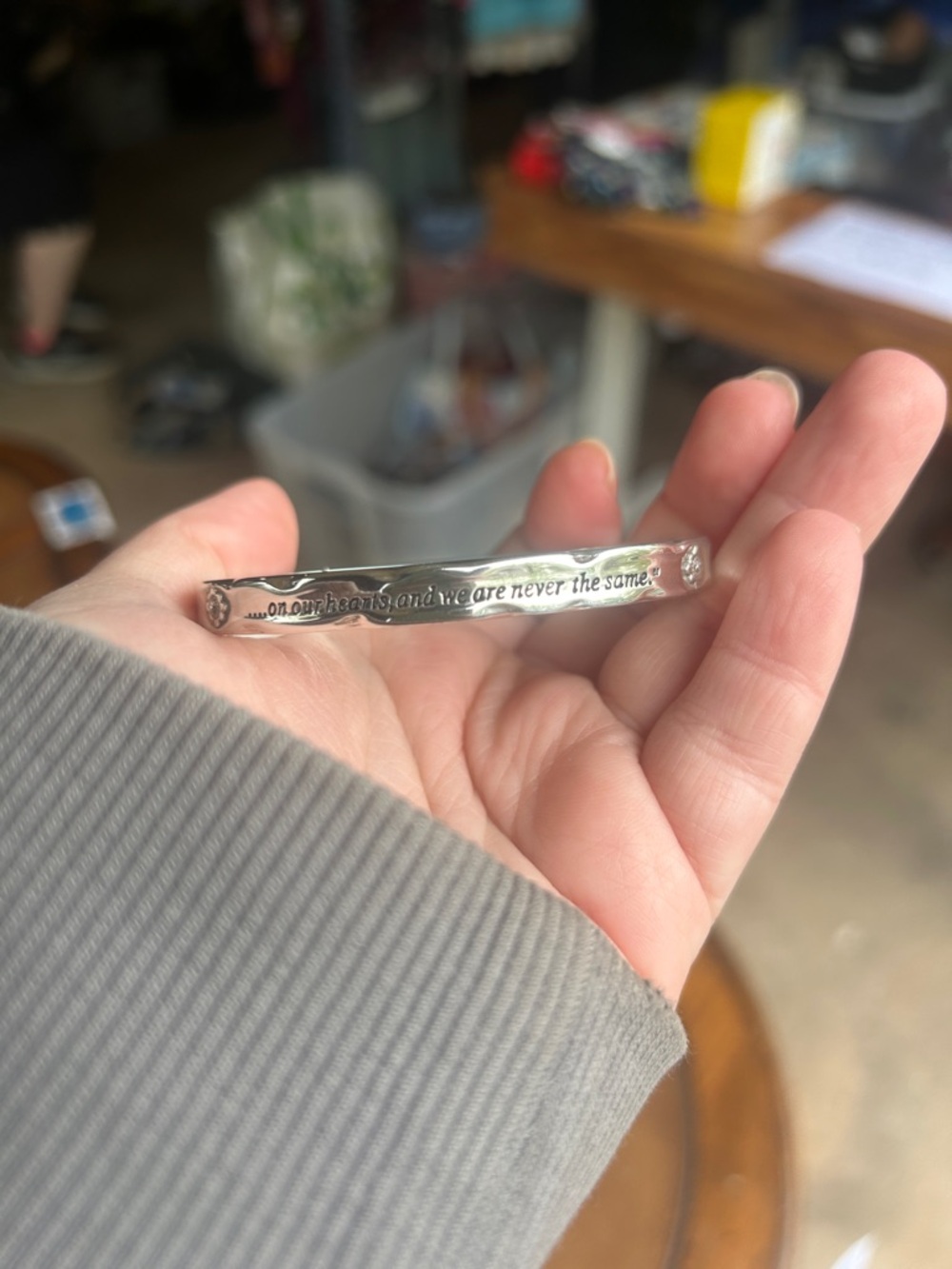 Brighton Silver Tone Inspirational Engraved Bangle Bracelet - Picture 2 of 3